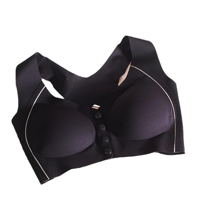 Plus Size Women's Front Button Without Trace Beauty Back Comfortable Breathable No Steel Ring Fixed Cup Bra
