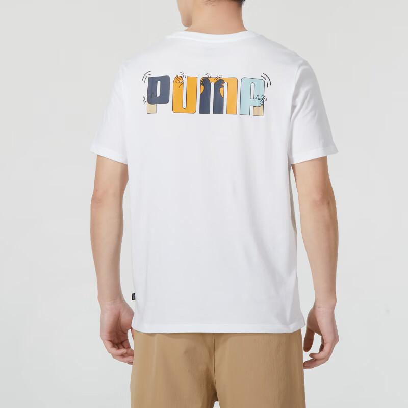 Puma Retro American Letter Print Breathable Running T-Shirt Men Tops White 682153-02