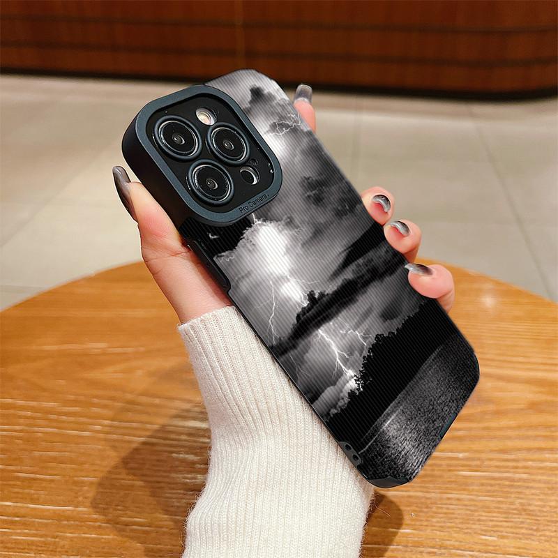 Vertical Grain Leather Shell Lucky Day Printed Patterned Shockproof Soft Silicone Case with Camera Lens Full Protection for iPhone