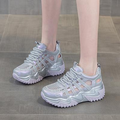 Dicke Sohle Hohl Dad Shoes Neue atmungsaktive Strass-Netz-Freizeit-Sportschuhe im Sommer