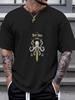 Masters Hammer Gothic Metal Band Graphic T-shirt - 180g 100% Cotton Crew Neck Short Sleeve Tee with Single-Sided Octopus & Crossed Swords Print