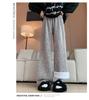 Relaxed Women's Chenille Fleece Striped Wide-Leg Pants for Autumn/Winter