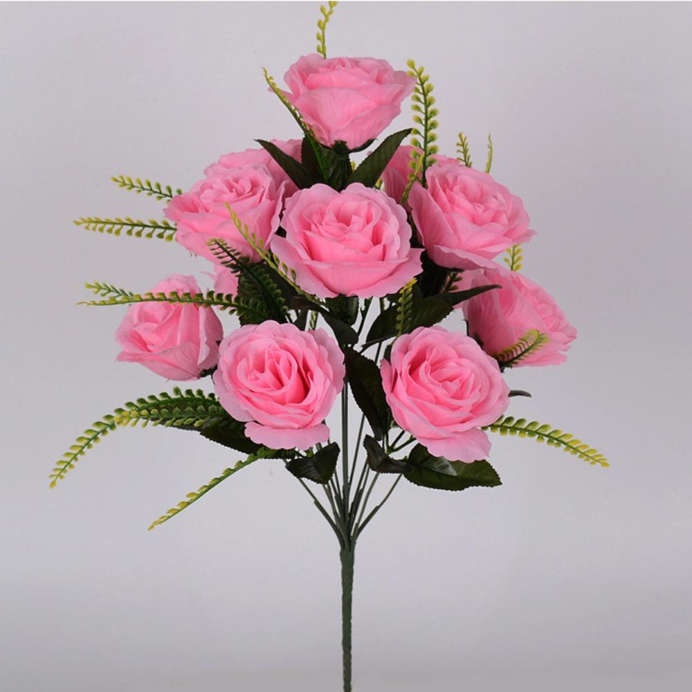 12 Heads Valentine's Day Flowers Mini Crystal Grass Bouquet Real Happy Silk Flower  Home Decorative