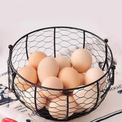 Egg Storage Basket Metal Farmhouse Style Fruit Carrying Basket Egg Collector & Organizer Large Storage Basket for Kitchen