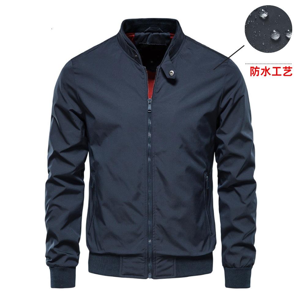 

Men s Black Waterproof Bomber Jacket Stand Collar Zipper Casual Outerwear L синій