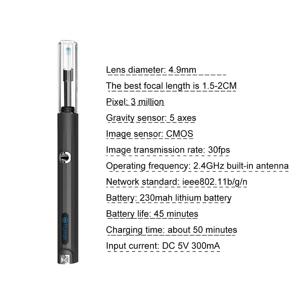 Waterproof Earwax Removal LED Lights WiFi Otoscope Ear Scope Ear Candle Cleaner Wireless 3.5mm Camera LED Light