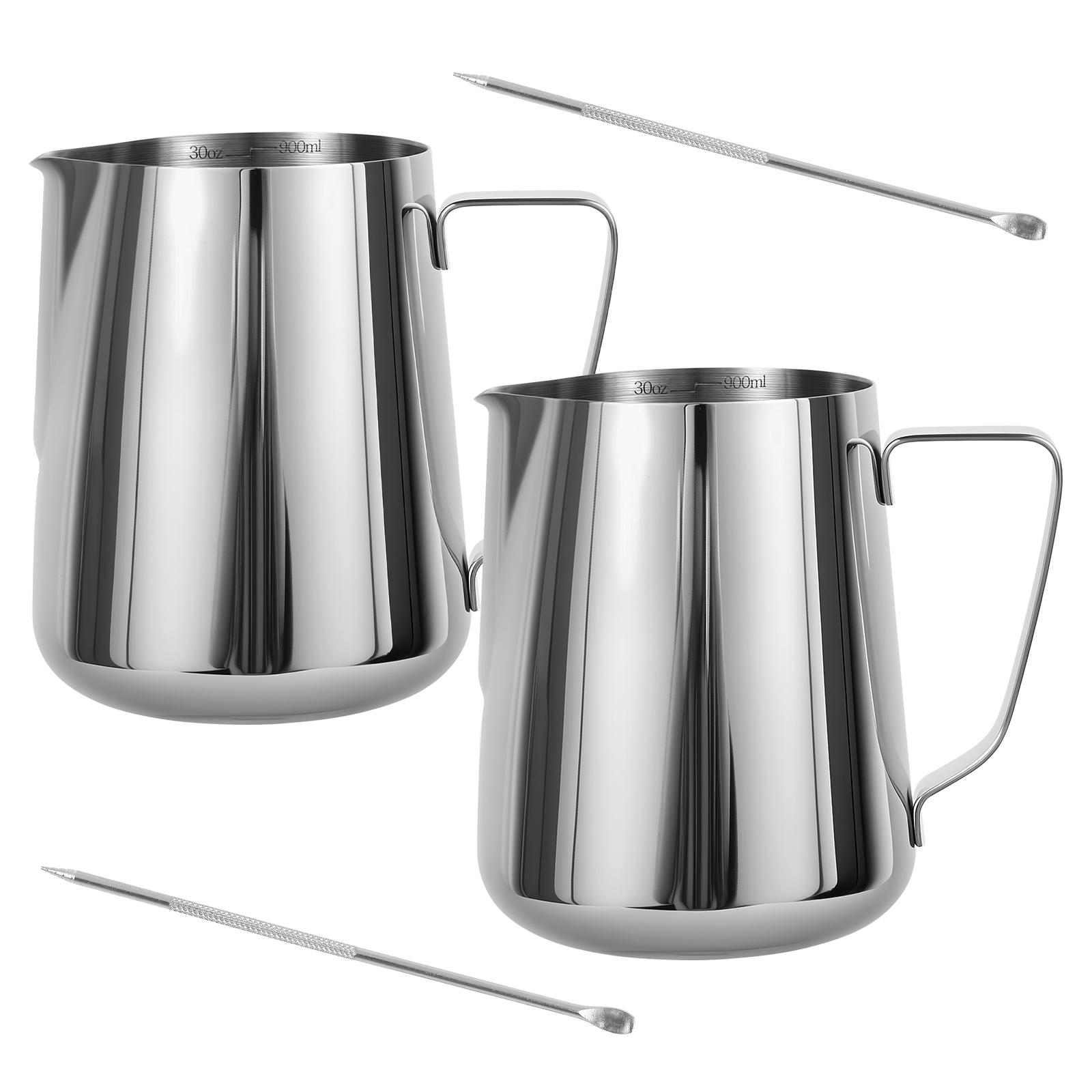 

Набор питчеров для вспенивания молока Универсальный прочный набор кофейных питчеров из нержавеющей стали Чашка-кувшин для пара бариста для латте-арта для кофейного бара серебряный