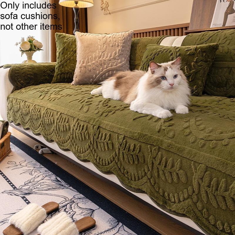 Thick and Warm Velvet Cushion Winter Anti Slip Breathable Cover Fabric French Cream Style Velvet Rabbit Plush Sofa Cushion 30x50 pillowcase зелёный