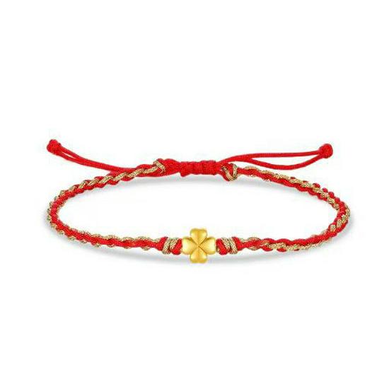 Pure Gold 999 Zodiac Red String Bracelet with Luck Beads for Baby's Full Moon or New Year