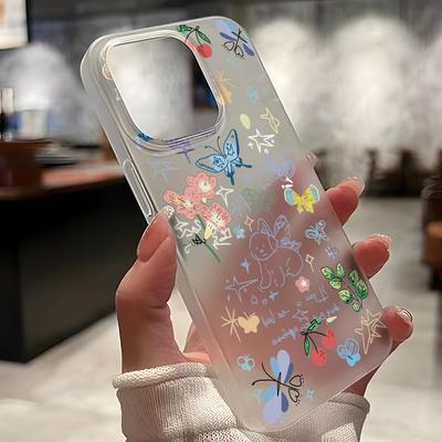 Mobile Phone Cases for iPhone 11 13 15 Pro Max 12 14 Pro Max Case iPhone 16 15 Plus 13 Pro 12 Frosted Texture Painted Cartoon Flowers