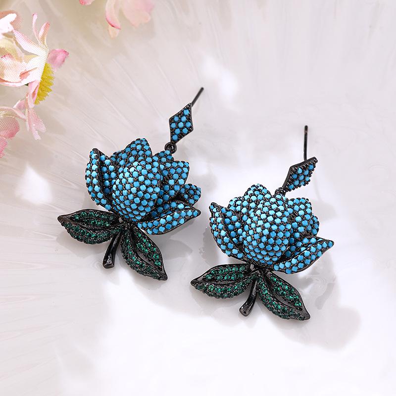 Elegant Multi-Layer Lotus Earrings with Zircon Inlay In S925 Silver