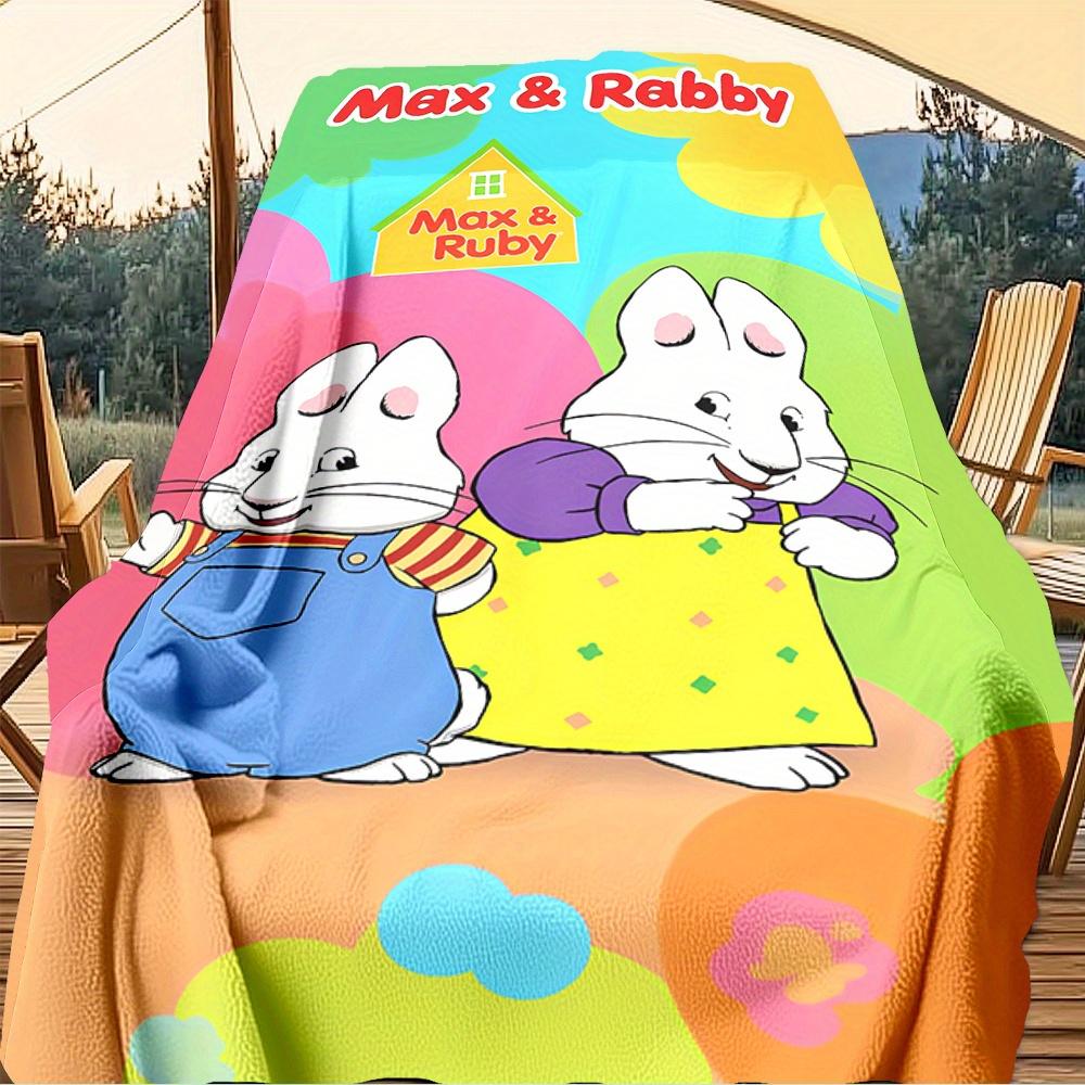 1pc Max & Ruby, Friendship, Adventure Digital Printed Flannel Blanket, Super Soft Plush Fleece Bed Cover, Multipurpose Four Season Blanket f