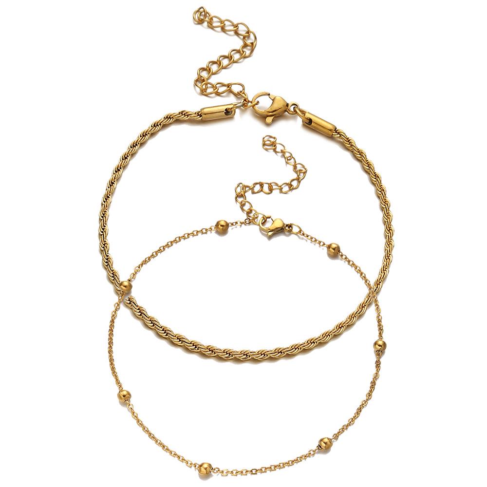Minimalist Stainless Steel Paperclip and Bead Chain Bracelet Set