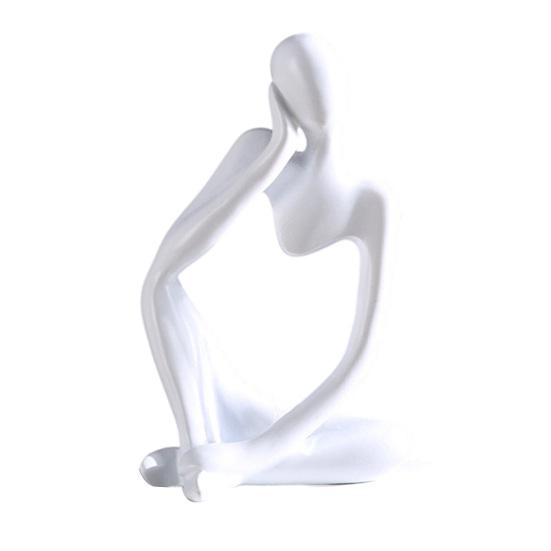 Jijijing Thinker Statue, Modern Abstract Art Sculpture, 3D Printed Collectible Figurine for Home Office Bookshelf Desktop Decor