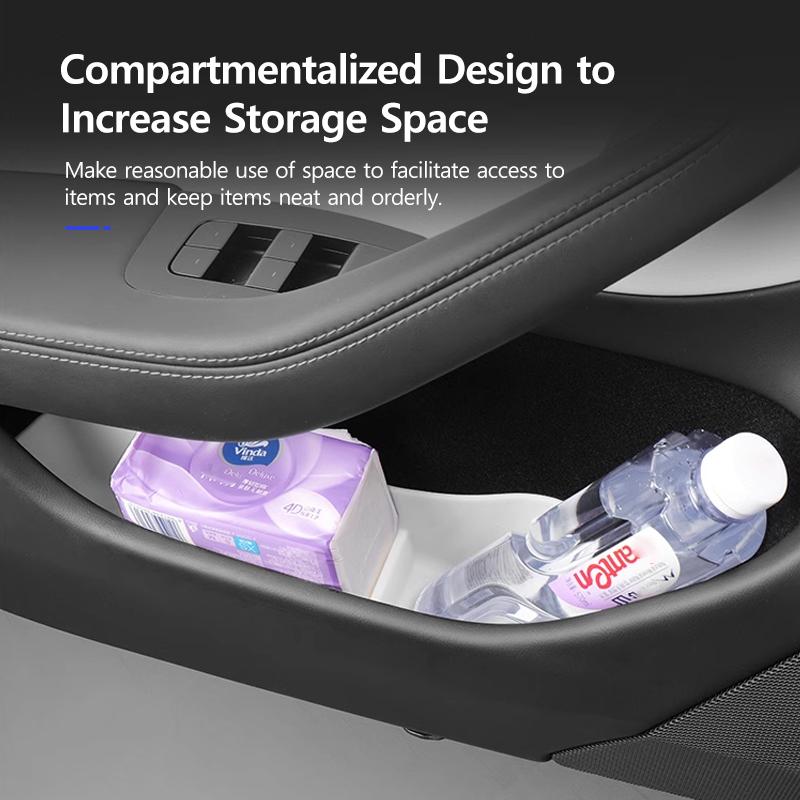 NovaAcc 4PCS Door Side Storage Box For Tesla Model 3 Highland 2024 Door Organizer Tray Door Handle Armrest Door Pocket Inserts
