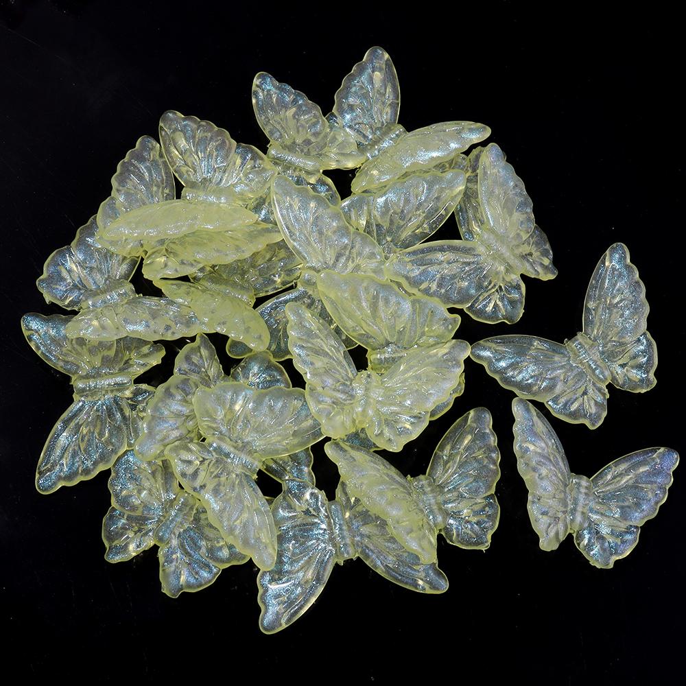 20pcs 36.5x27mm Acrylic Butterfly Beads Colorful Luminous Loose Beads For Jewelry Making DIY Necklace Earrings Phone Key Chain