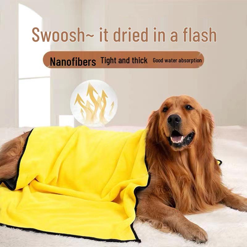 Two-Color Coral Fleece Pet Bath Towel - Soft, Absorbent, High-Density with Custom Print Option