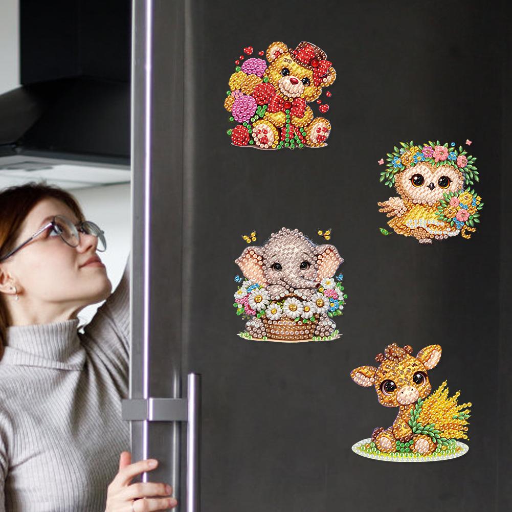 6Pcs Animal Diamond Painting Refrigerator Magnets Fridge Magnets Diamond Art DIY Diamond Art Refrigerator Magnets DIY Art Crafts