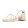 Summer new thick heel fashion versatile open-toed sandals women's bow word with high-heeled sandals