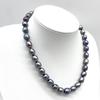 High-Quality Black Necklace Baroque Pearl Natural Jewelry Semi-Round Peacock Luster Approx 47cm 10.0mm–12.5mm 65.4g Silver Clasps