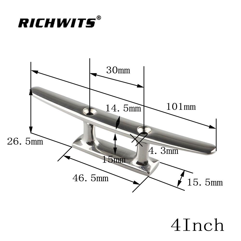 

316 Stainless Steel Flat Cleat Bollard with Integrated Base for Yacht Mooring