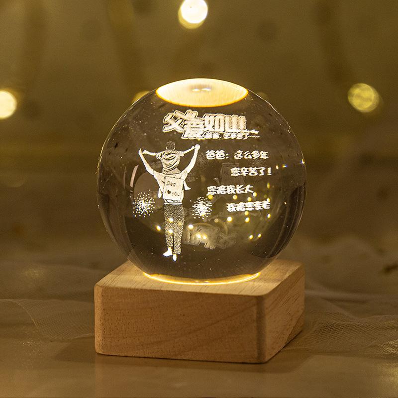 Minge de cristal 3D de 6 cm Planetă de cristal Lumină de noapte gravată cu laser Sistem solar Glob Astronomie Cadou de zi de naștere Decor pentru birou de acasă