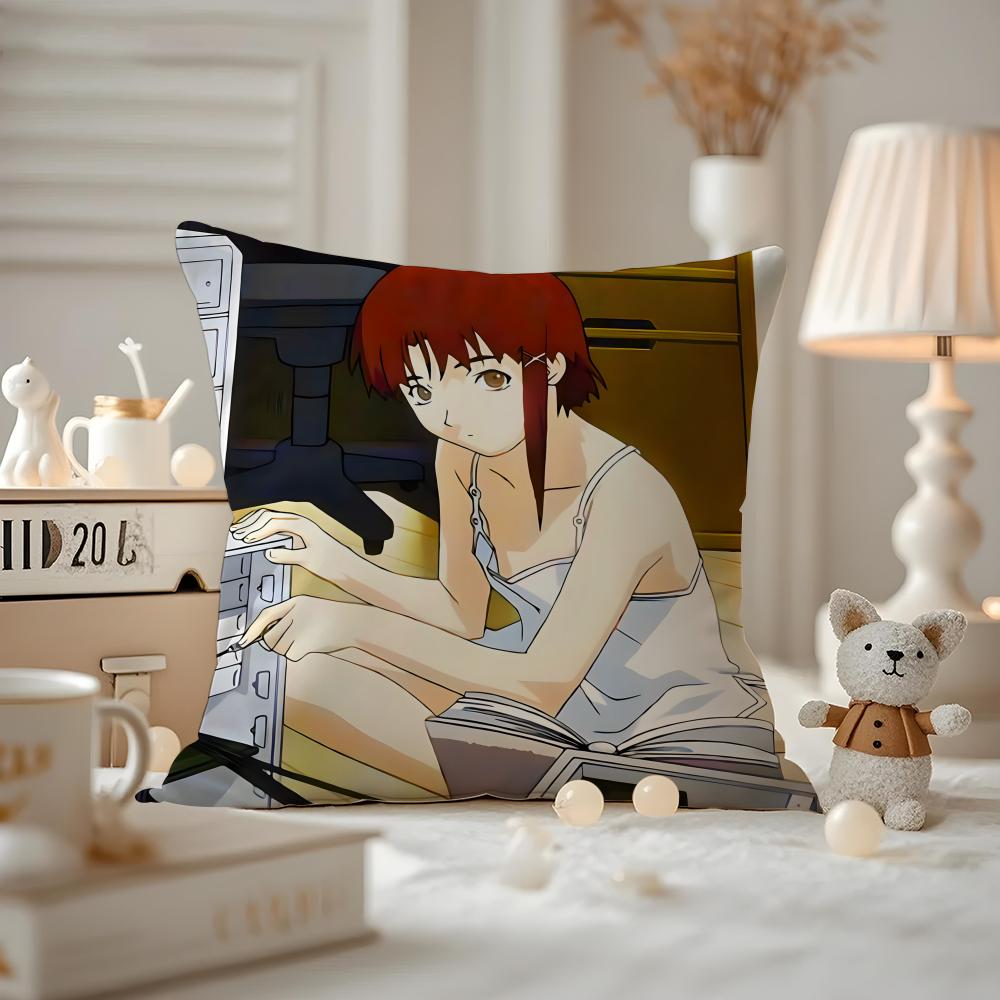 Anime EExperiments LLain Kissenbezug Milbendichter Kissenbezug Versteckter Reißverschluss seidiger kurzer Plüsch Sofakissenbezug
