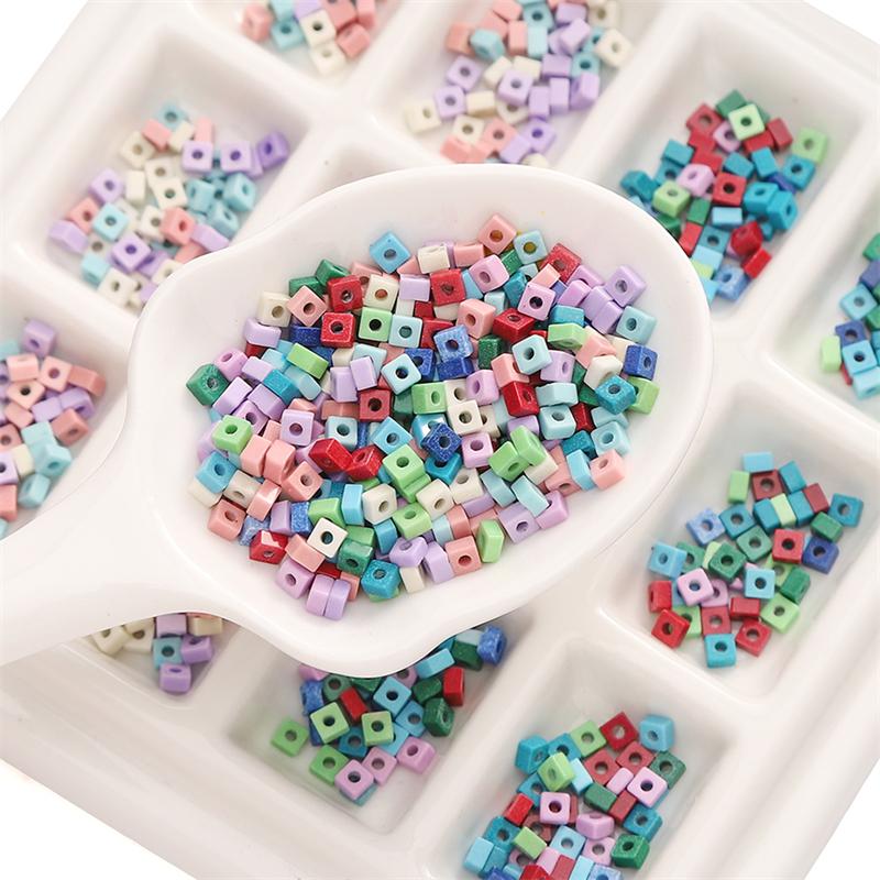 1strip /bag Plus Colored Rainbow Stone Square Beads DIY Bracelet Necklace Earrings Jewelry Accessories