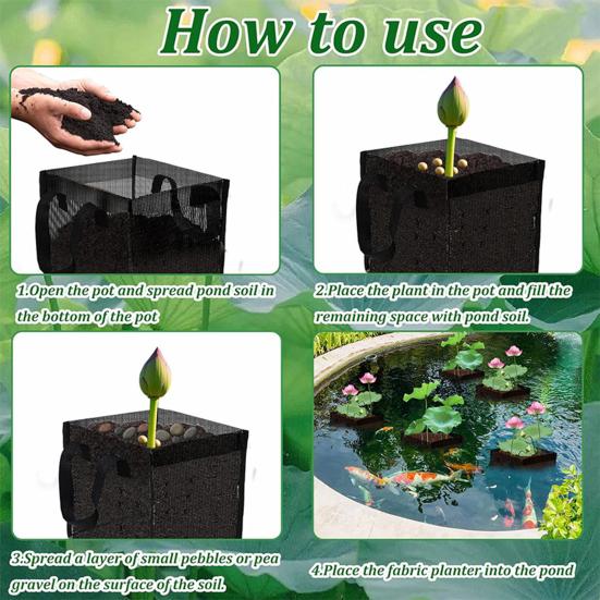 Mesh Pond Plant Basket Aquatic Plant Grow Bag Reusable Large Planter Pots with Handles for Growing Water Lilies Lotus Aquatic Plants