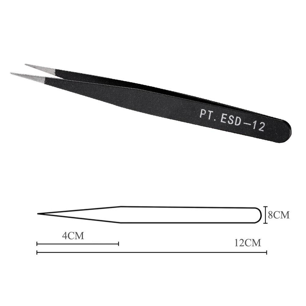 2PCS/set Stainless Steel Black Curved Straight Eyebrow Tweezers Anti Acid Nipper Rhinestone Picking Tool False Eyelash Nail Art Tool