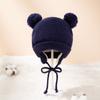 1-4 Years Fleece Lined Winter Earflap Beanie Hat Kids Hat Gloves Set Pom Pom Hat Mittens