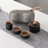 Travel Tea Set Ceramic Black Pottery Portable Express Cup One Pot Three Cups Household Teapot Set Small Gifts