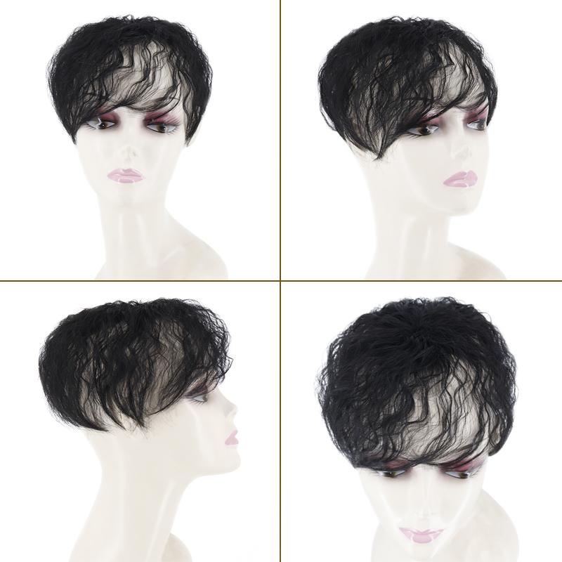 Women Short Curly Hair Extensions Wig Clip On The Top of The Head Cover White Hair Natural Color Black Brown Blond Daily Use