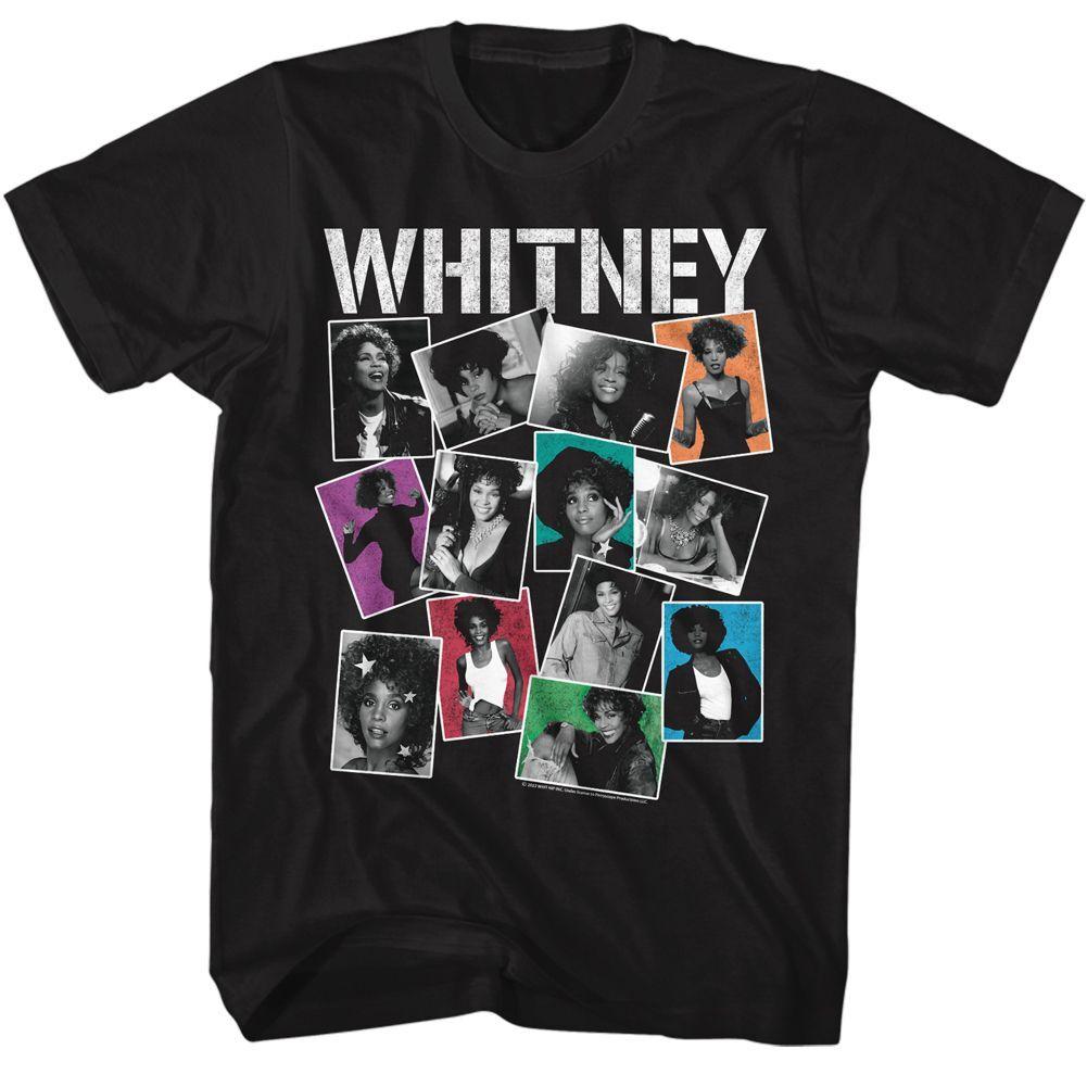 Whitney Houston Photos Black T-Shirt Mens Womens Tees Top XL
