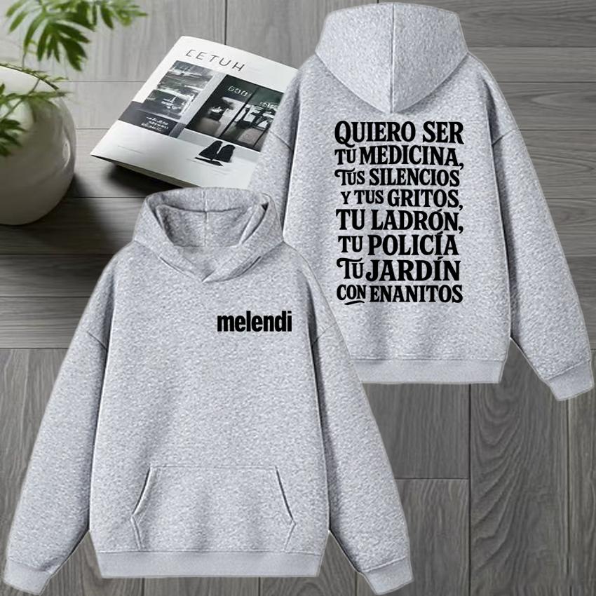 Melendi Jardín Con Enanitos Double Sided Printed Winter Hoodie Vintage Streetwear Women Casual Sweatshirt