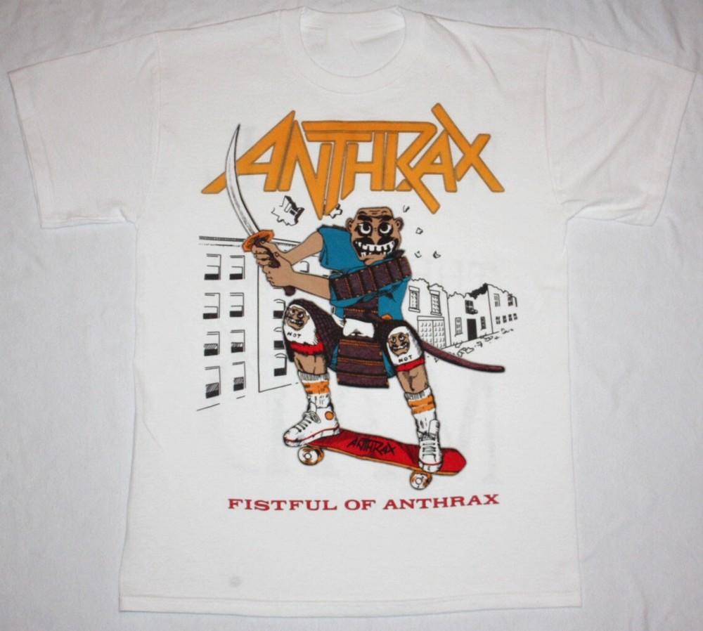 Vintage ANTHRAX FISTFUL NEW Short Sleeve Black Men ALL Size T-shirt