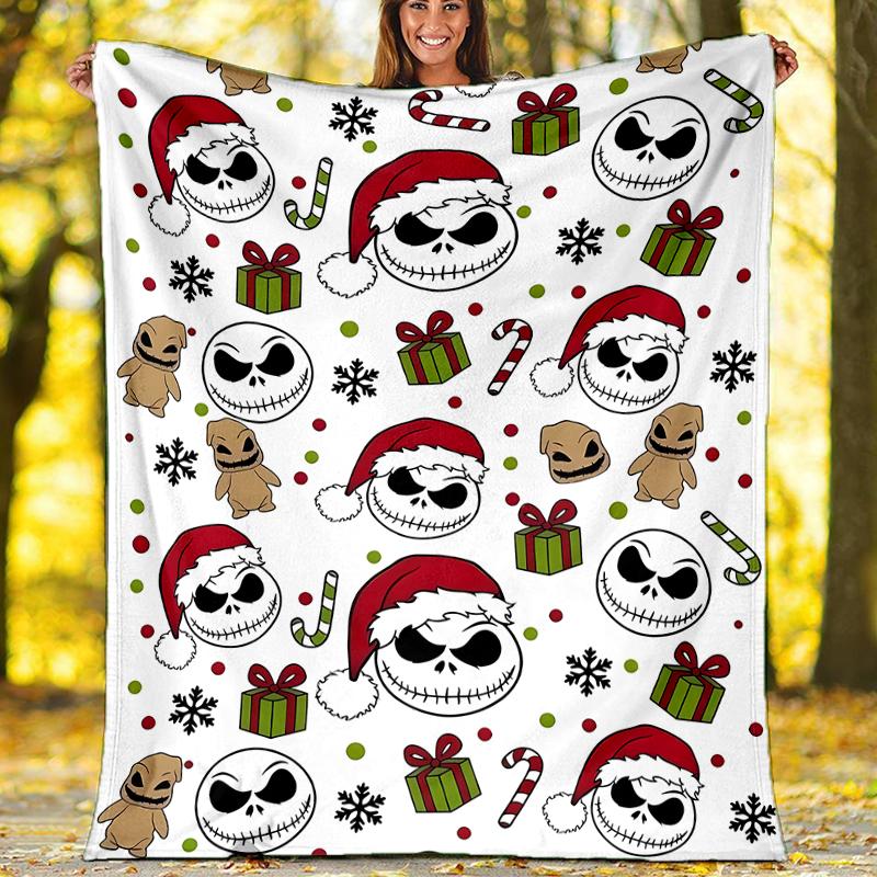 The Nightmare Before Christmas Theme Printed Blanket - Perfect for Couch, Bed, Travel & Outdoor Use | Machine Washable, Cozy & Durable.
