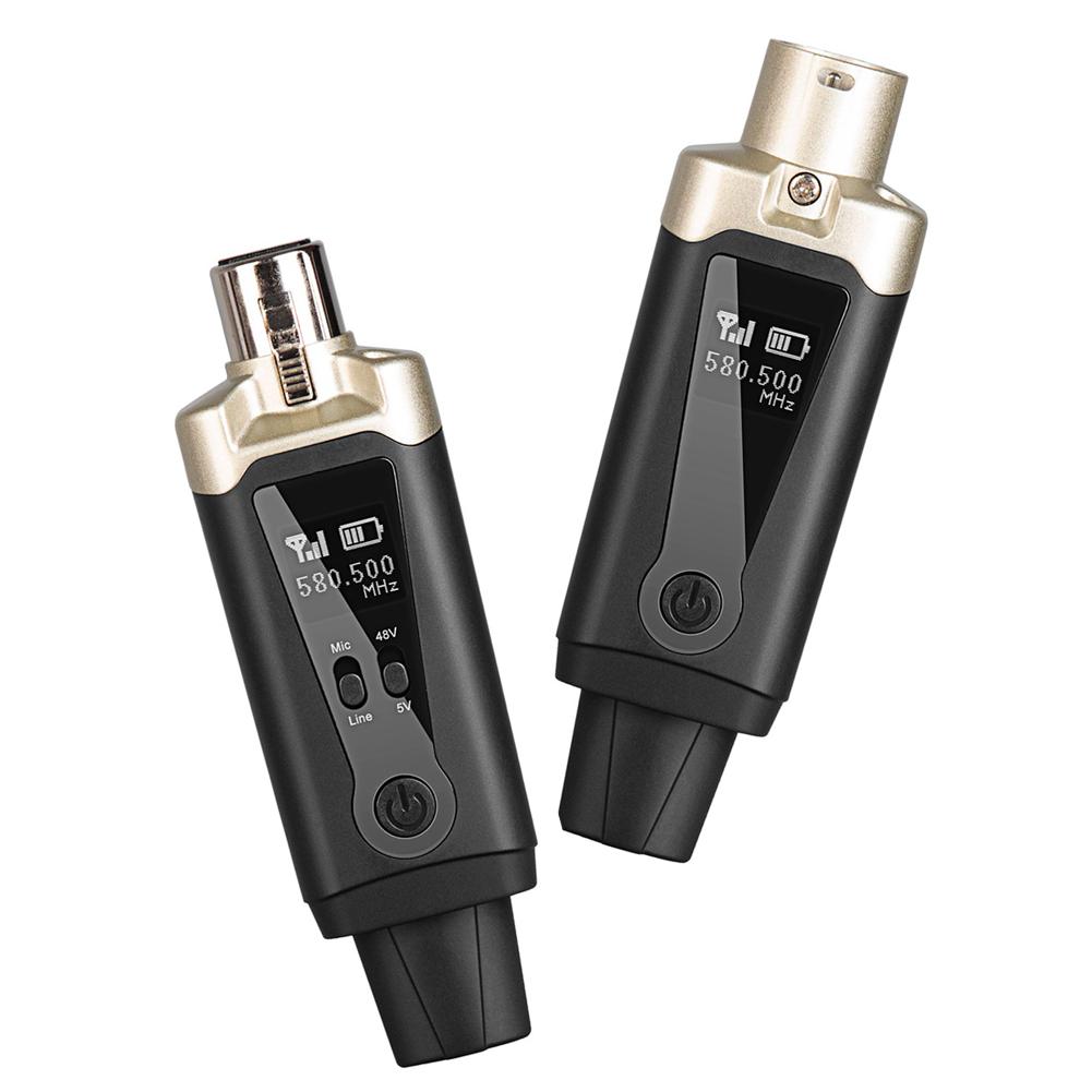 UHF Microphone Wireless Transmitter Receiver 500-980MHz Mic Converter Adapter 1000mAh Type-C Rechargeable for Musical Instrument