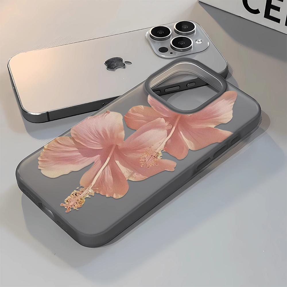 Two Pink Flowers Soft Phone Case For IPhone 17 16 15 14 13 12 11 Pro Max 7 8 XR XS Transparent Silicone Soft Cover Case