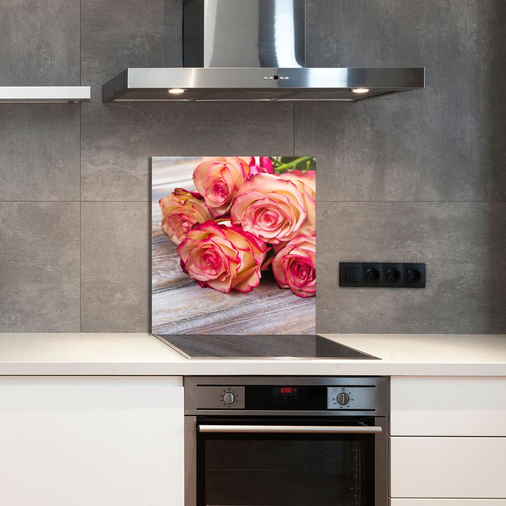 PANEL SZKLANY DO KUCHNI 60x65 Róża