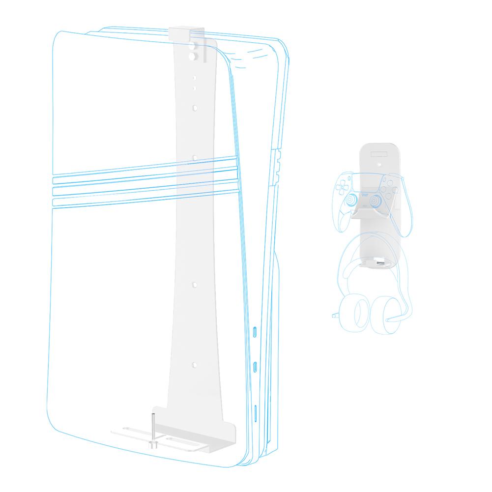 For PS5 Pro/PS5 Slim/PS5 Wall Mounted Console Stand Controller Headset Hook Host Wall Mount Bracket Host Stand for PlayStation 5