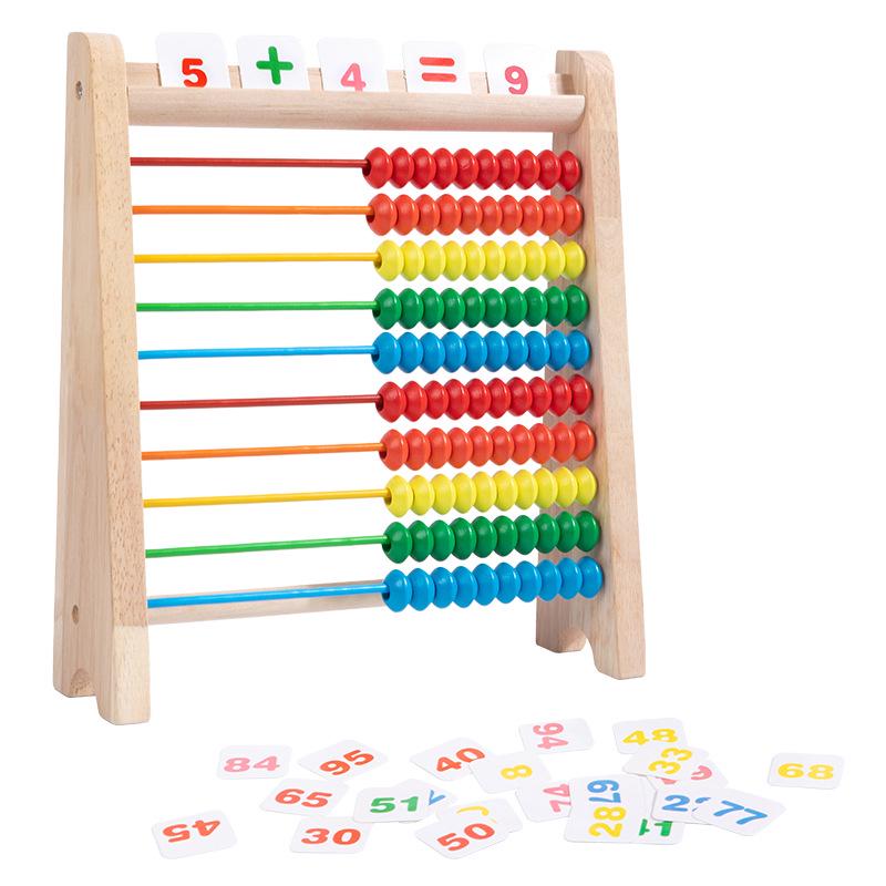 Wooden Abacus for Elementary Math - Counting Frame for Grades 1, 3, 5, 9, and 10.