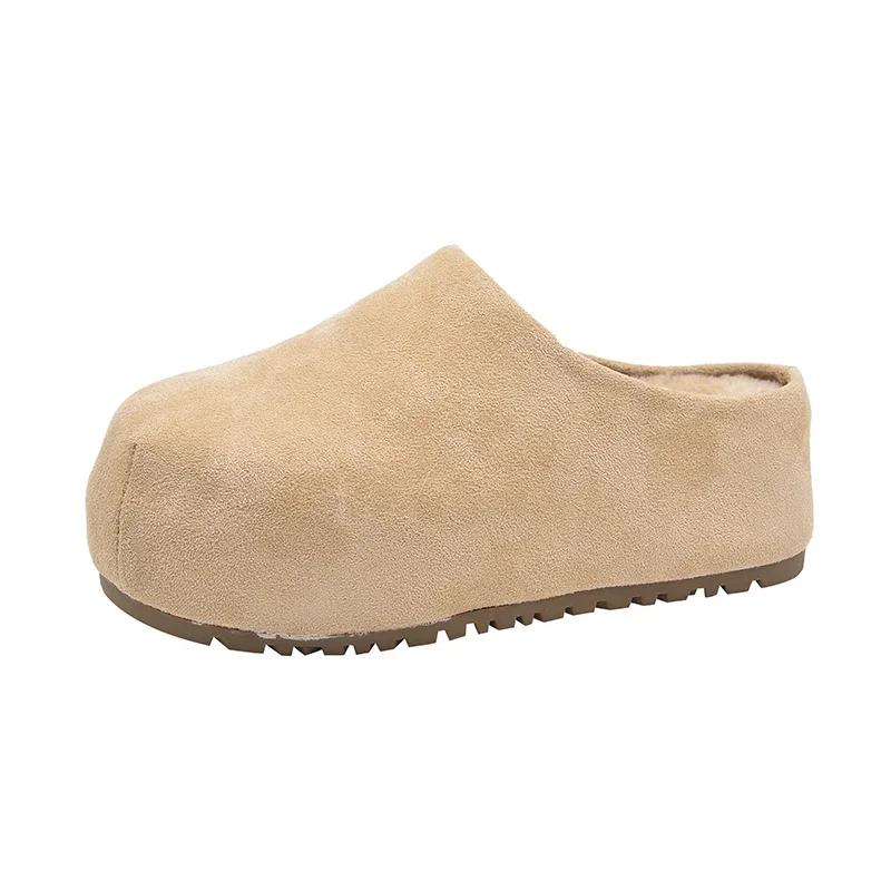 Winter Short Plush Women Mules Slippers Casual Shallow Slip On Ladies Comfort Outdoor Platform Flats House Cotton Shoes