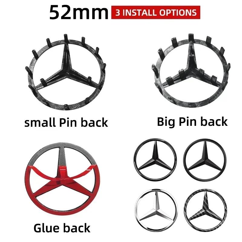 2025 For Mercedes-Benz 1pcs 52mm 57mm Car Steering Wheel Badge Emblem Sticker Auto-Styling For Mercedes Benz A B C E S Class GLA