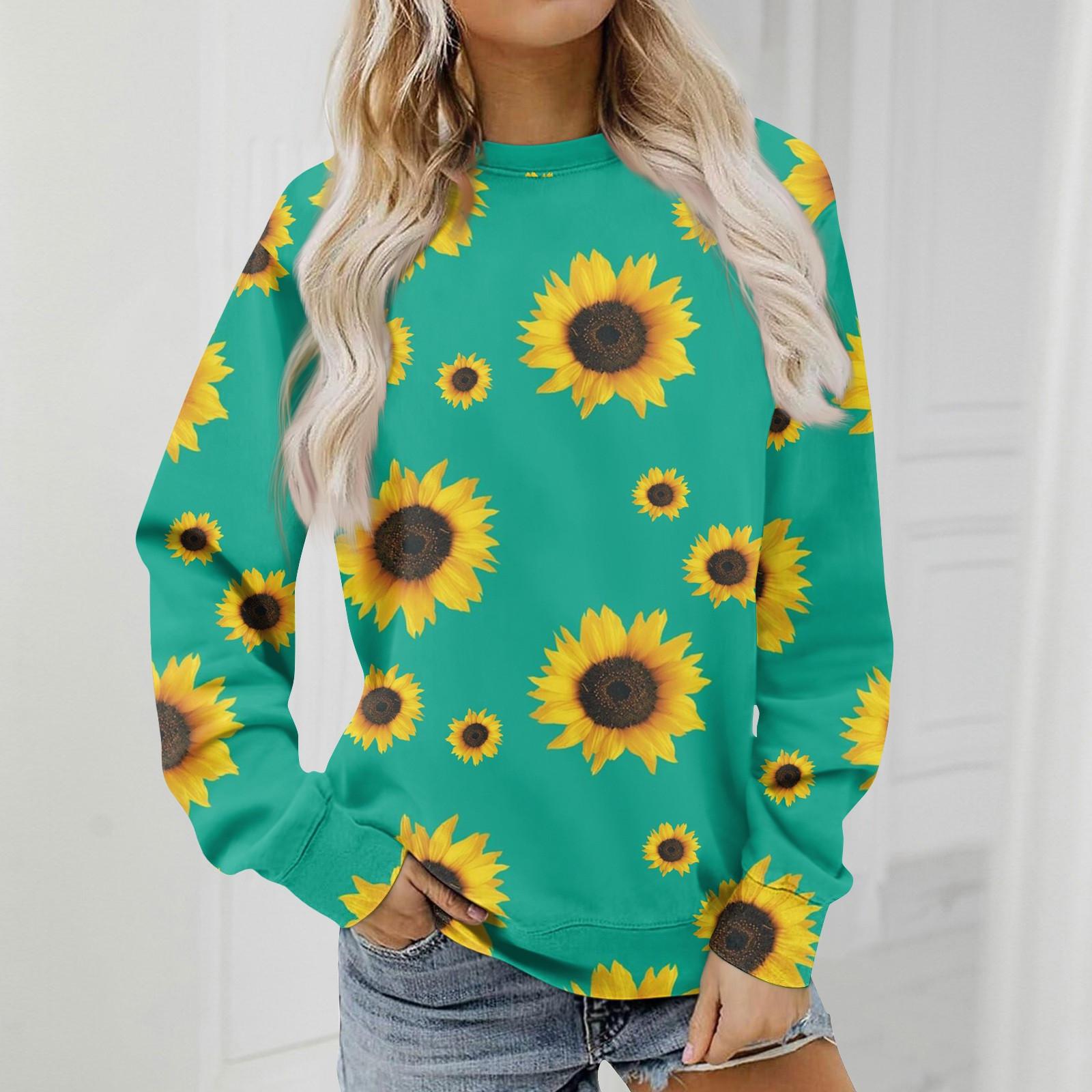 

Женский модный свитер с круглым вырезом и цветочным принтом XXL