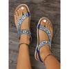 Sandals Women's Fashion Casual Flat Small Wedge Rhinestone Chain Handmade Women's Sandals