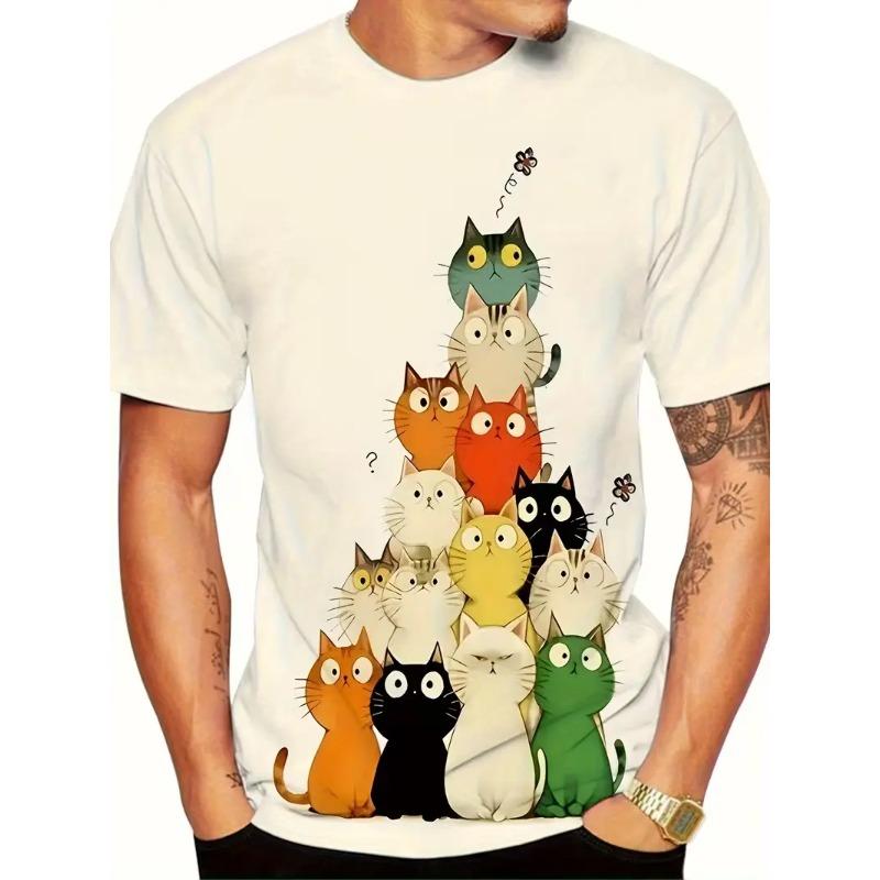 Pánské Módní 3D Tištěné Pánské Tričko Kulatý Výstřih Krátký Rukáv Trendy Street Wear