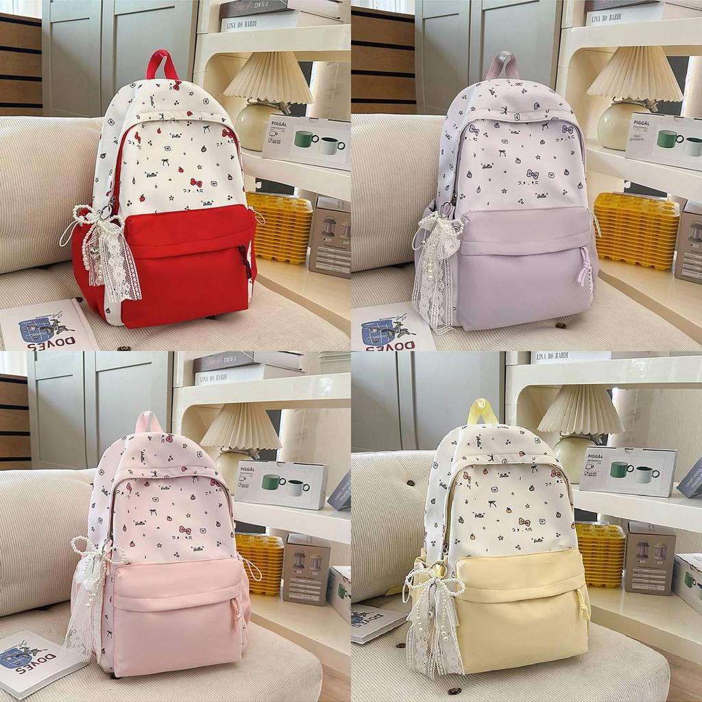School Backpack For Girls With Oxford Fabric And Butterfly Bow For Teen Study Use