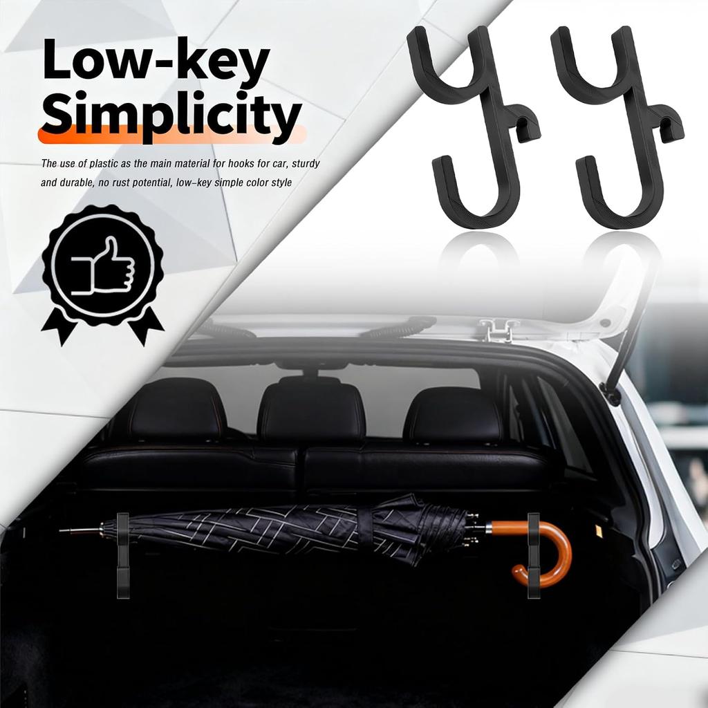 2PCS Double Car Umbrella Hook,No Drilling Car Umbrella Holder Stable Placement of Umbrellas for Trunks,Non-Wobbly Umbrellas Holder for Cars Interior