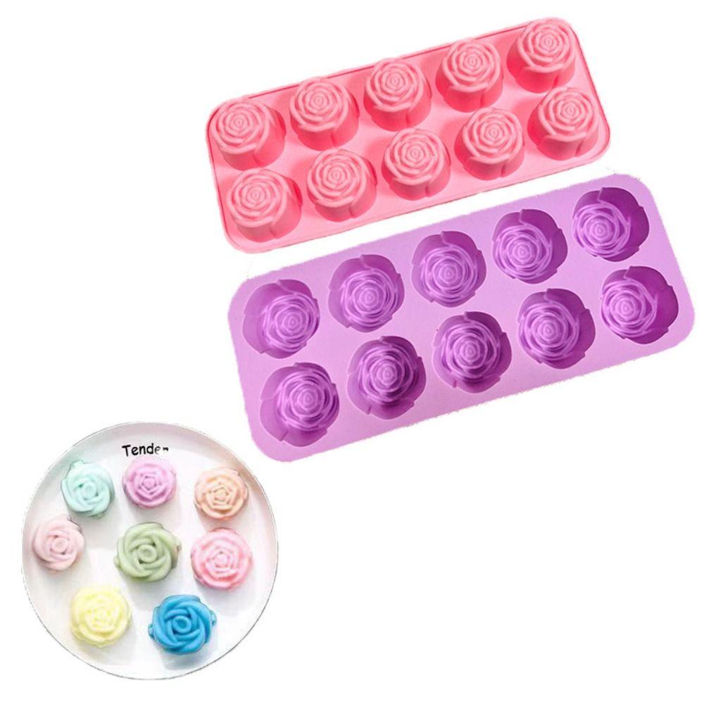 New 10-Cavity Rose Silicone Mold 3D Nonstick Baking Cake Molds DIY Reusable Pudding Mould Pastry Making